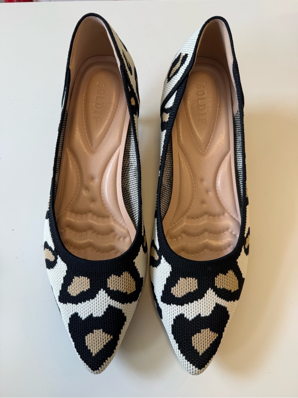 Knit leopard print block heels